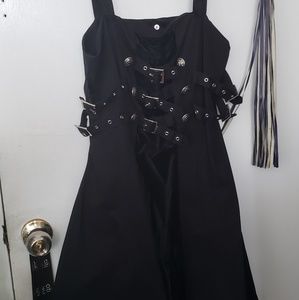 Black Buckle Dress Gothic